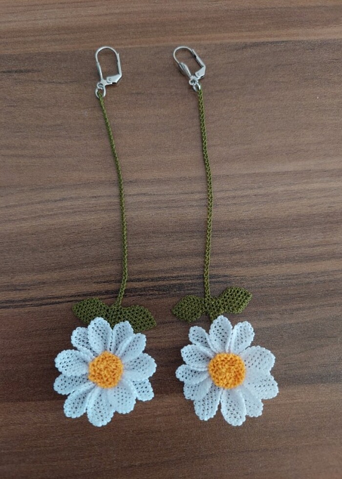 Papatya sallantılı  küpe  - Görsel 4