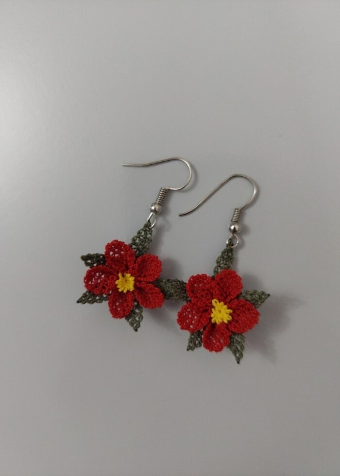 İğne oyası küpe - Görsel 3