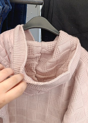 Düğmeli Pudra Pembe Uzun Triko Kadın hırka. - Görsel 8