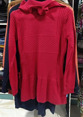 Nakışlı Kırmızı Örgü Kadın Hırka - Görsel 6