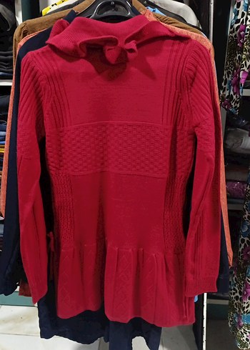 Nakışlı Kırmızı Örgü Kadın Hırka - Görsel 5