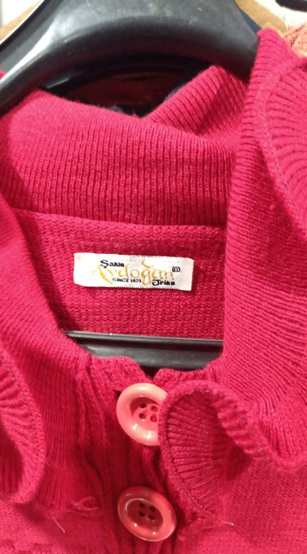 Nakışlı Kırmızı Örgü Kadın Hırka - Görsel 4