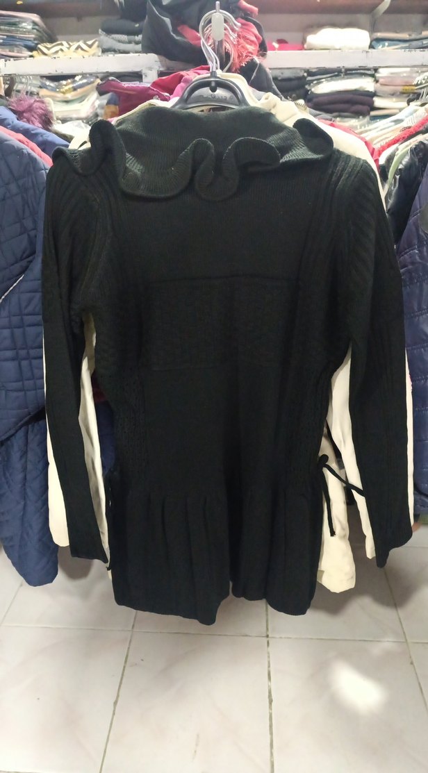 Koyu Siyah Örgü Midi Kadın Hırka - Görsel 5