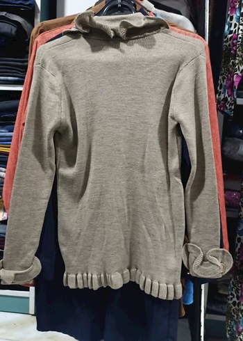 Kahverengi Fırfırlı Triko Hırka - Görsel 7