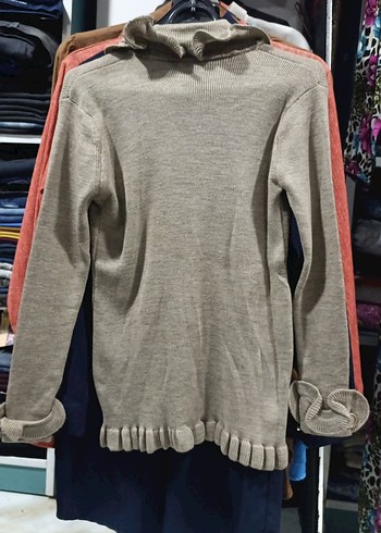 Kahverengi Fırfırlı Triko Hırka - Görsel 6