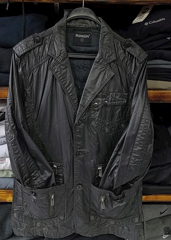 Düğmeli Siyah Deri Erkek Ceket - Görsel 2