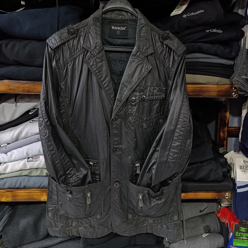 Düğmeli Siyah Deri Erkek Ceket - Görsel 3