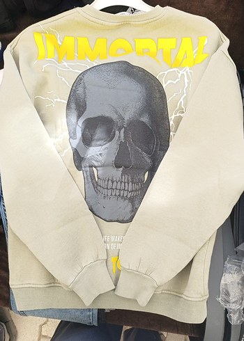 50-6 drop Beden Gri Uzun Kollu Sırt Baskılı Sweatshirt