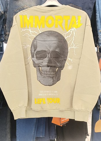 Gri Uzun Kollu Sırt Baskılı Sweatshirt - Görsel 2