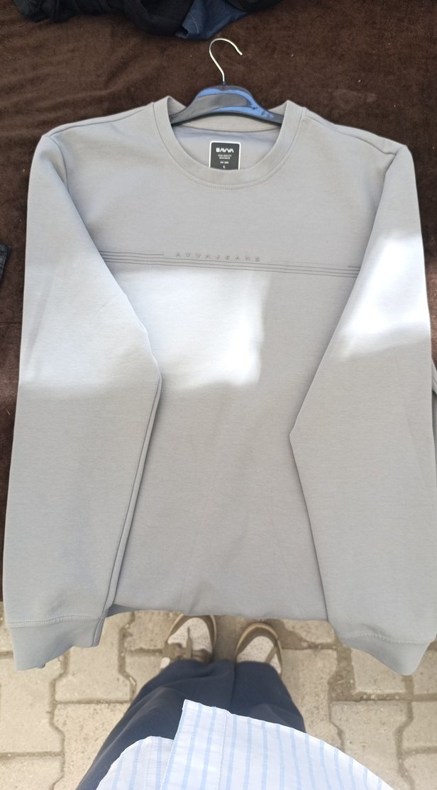 Gri Erkek Sweatshirt, Bisiklet Yaka, Uzun Kollu - Görsel 3