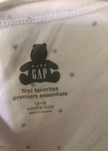 1,5 Yaş Beden beyaz Renk Gap 12-18 aylık Kısa Kollu Beyaz Bebek Kız Body