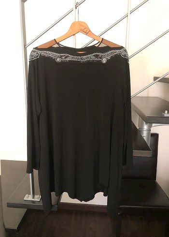 Ccc büyük beden 54 beden Siyah Uzun Kollu Gotik Kadın Bluz