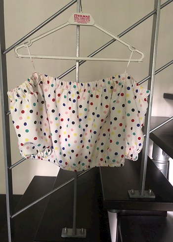 Zara Puantiyeli Straplez Mini Bluz