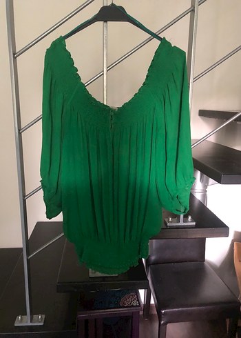 Zara Yeşil Salaş Bohem Bluz