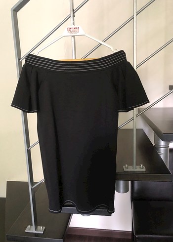 Zara omuz açık Kadın Siyah Kısa Kollu Mini
