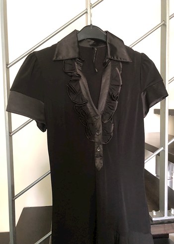 s Beden siyah Renk Siyah Pilili Uzun Gotik V Yaka Elbise
