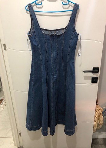 House of Harlow HOUSE of harlow 1960 Kalın askılı Lacivert Denim Midi Elbise