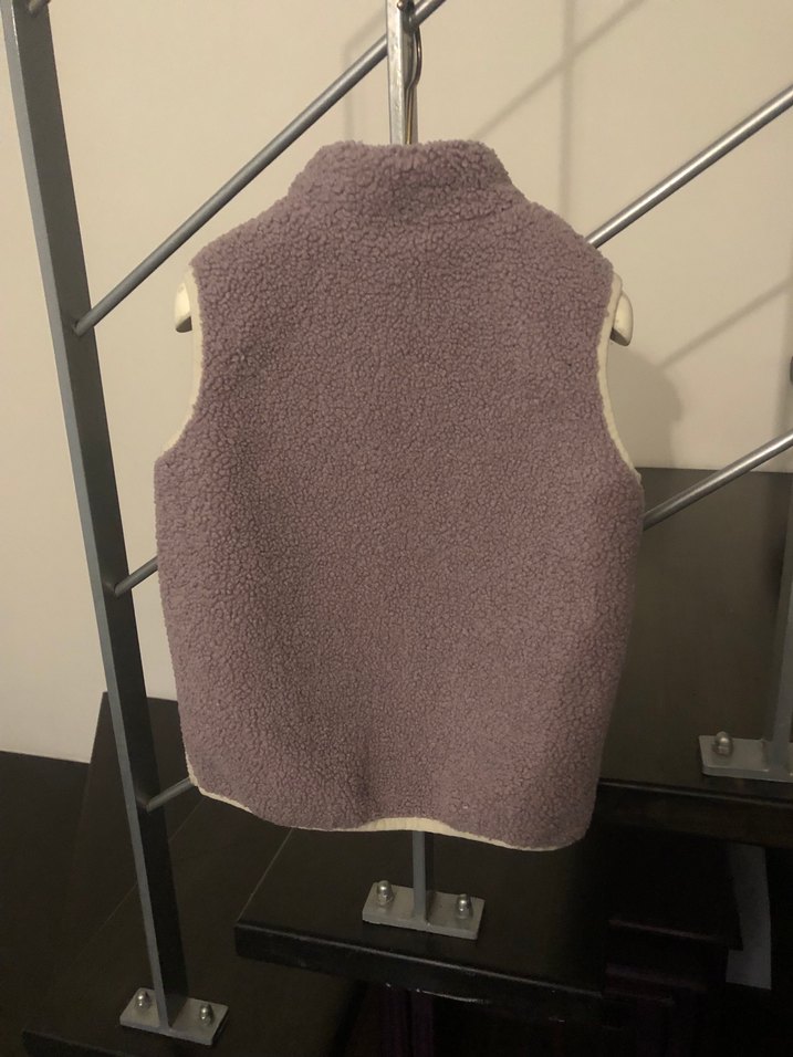 H&M Kızlar İçin Mor Peluş Yelek - Görsel 4