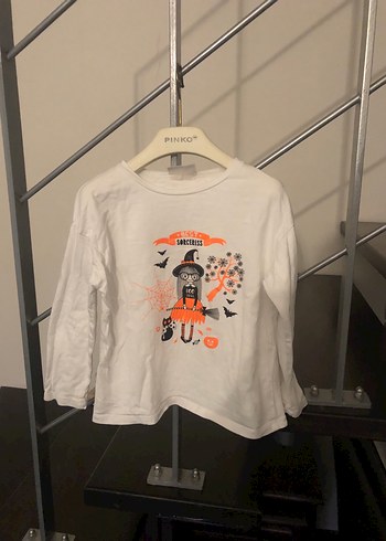 Uzun Kollu Baskılı Beyaz Kız Tişörtü - Görsel 2