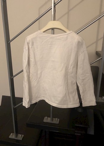 Uzun Kollu Baskılı Beyaz Kız Tişörtü - Görsel 3