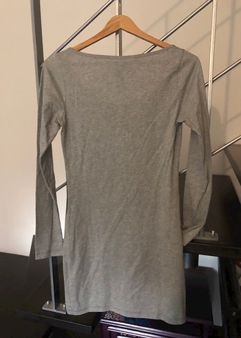 Kadın Gri Uzun Kollu Baskılı mini elbise tunik - Görsel 2