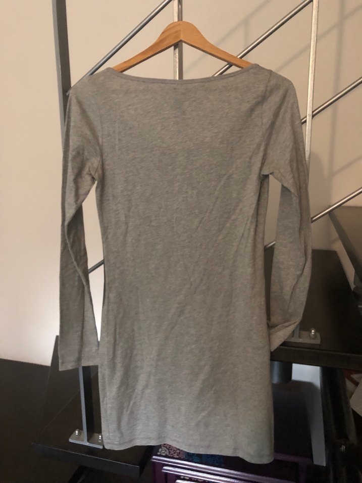 Kadın Gri Uzun Kollu Baskılı mini elbise tunik - Görsel 2