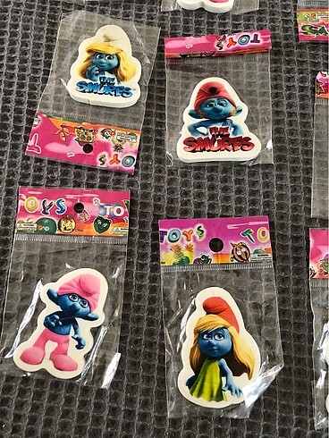  9 adet silgi şirinler smurfs