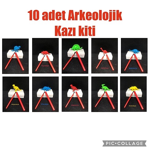 10 adet arkeoloji kazı oyuncağı dinozor serisi