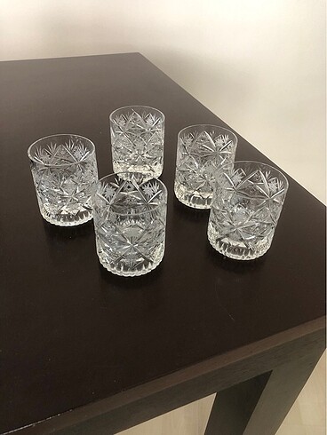 5 adet kristal kesme viski içki bardağı