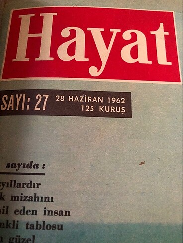  Hayat dergileri 1962 yılı