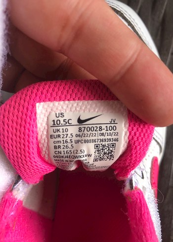 Nike Nike 27,5 no Kız Çocuk Pembe Cırt Cırtlı Spor Ayakkabı