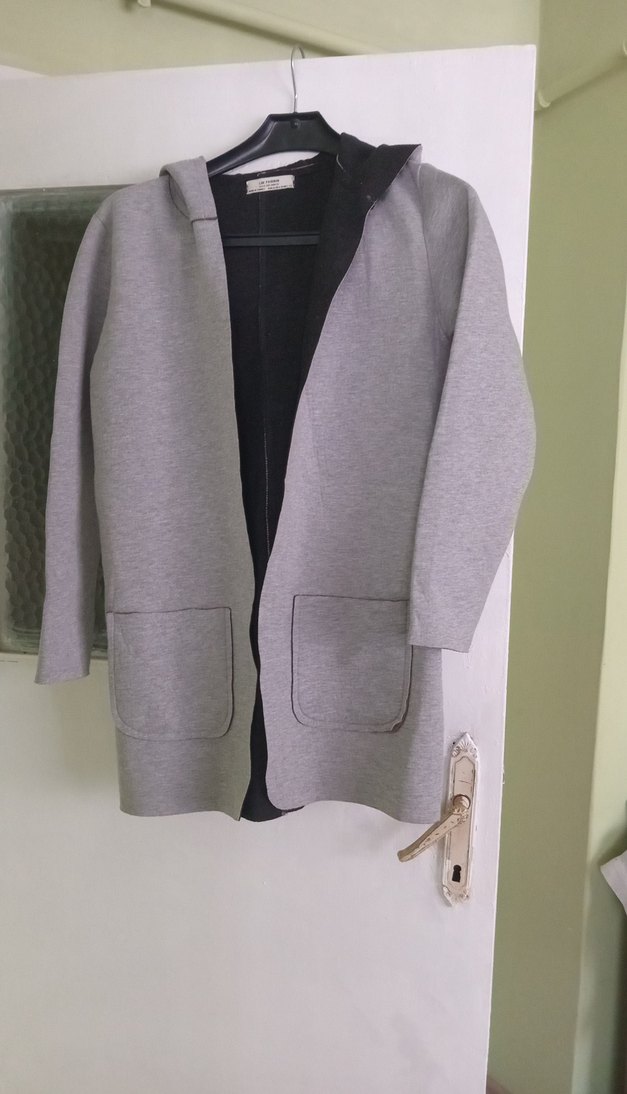 gri içi siyah üst giyim kalin penye türü - Görsel 2