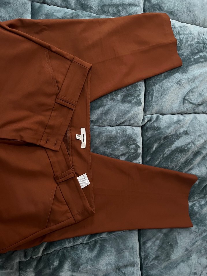 Kahverengi kiremit tonlarında  Kadın Kumaş Pantolon - Görsel 2