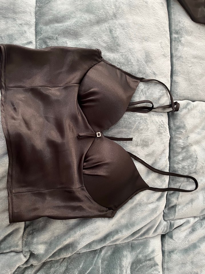 Siyah İnce Askılı Mini Kadın Gecelik sabahlıklı - Görsel 5