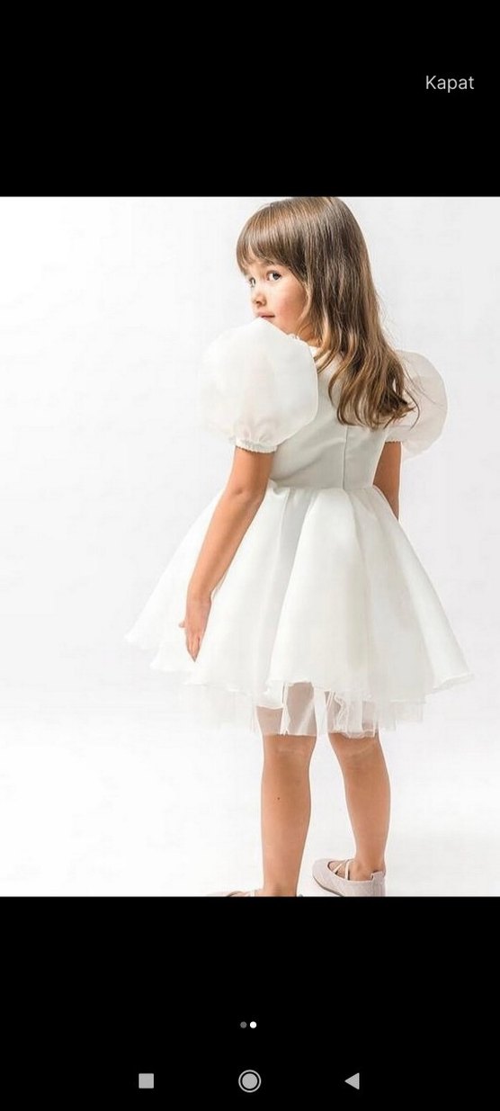 Kısa Kollu Beyaz Kız Çocuk abiye - Görsel 2