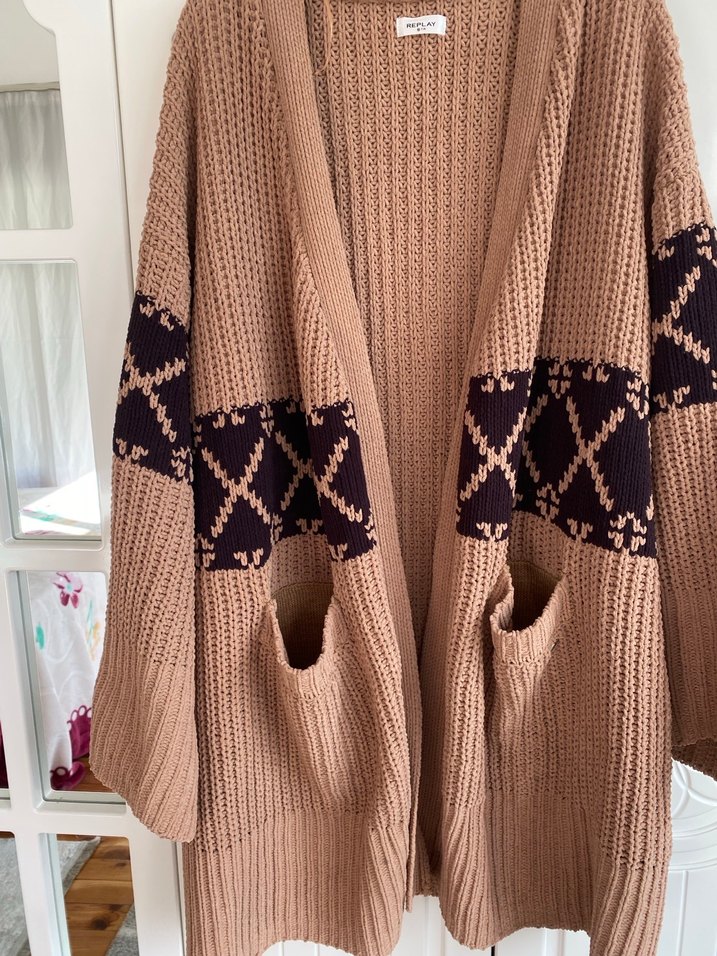 Replay Bohem Desenli Uzun Örgü Kadın Hırka - Görsel 5