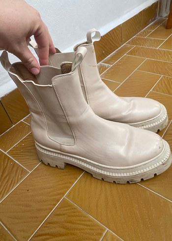 Kadın Beyaz Platform Topuklu Deri Bot - Görsel 5