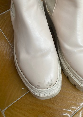 Kadın Beyaz Platform Topuklu Deri Bot - Görsel 7