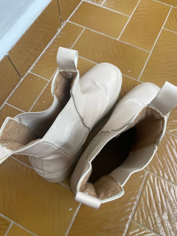 Kadın Beyaz Platform Topuklu Deri Bot - Görsel 4