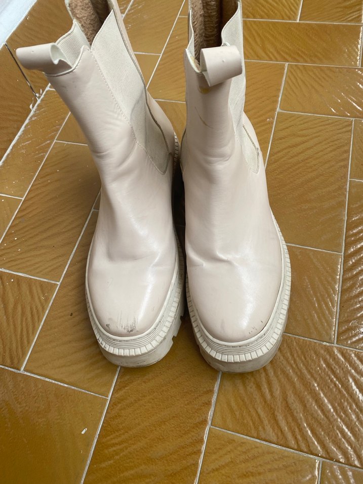 Kadın Beyaz Platform Topuklu Deri Bot - Görsel 3