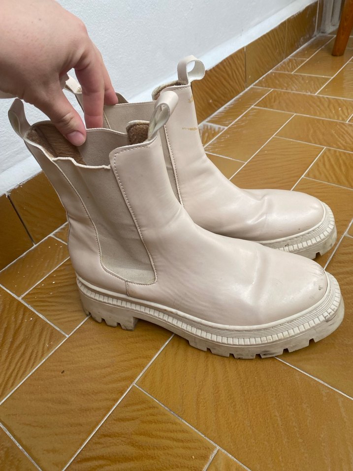 Kadın Beyaz Platform Topuklu Deri Bot - Görsel 5