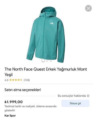 North Face Orijinal North Face Yağmurluk