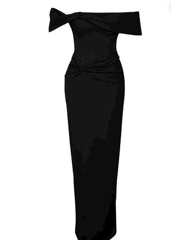 Siyah Drapeli Straplez Uzun Elbise - Görsel 2