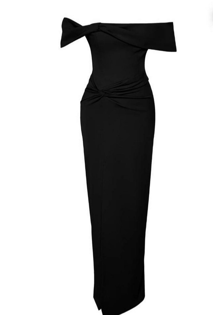 Siyah Drapeli Straplez Uzun Elbise - Görsel 2