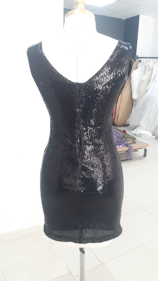 Siyah Parlak Mini Abiye Elbise - Görsel 2