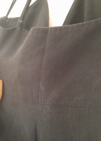 Siyah Midi Hamile Tulum, Halter Yaka, Drapeli - Görsel 3