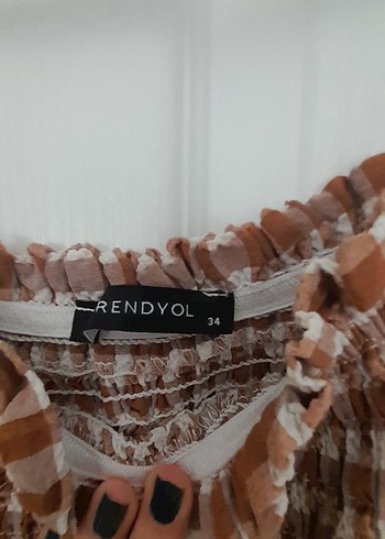 Kahverengi Kareli Midi Elbise - Görsel 4