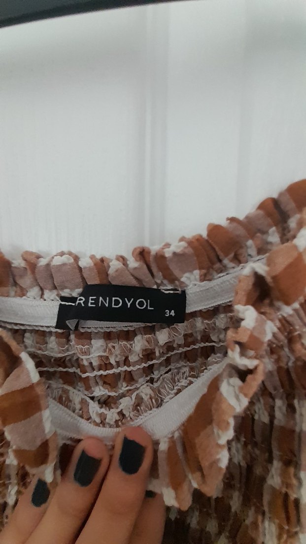 Kahverengi Kareli Midi Elbise - Görsel 4