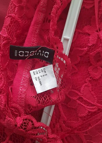 Kırmızı Dantel Detaylı Uzun Kollu Bluz - Görsel 2