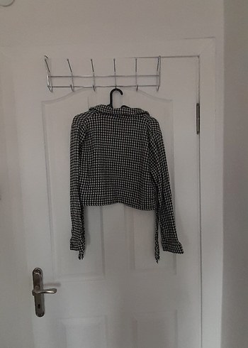 Uzun Kollu Düğmeli Gri Kadın Ceket - Görsel 3